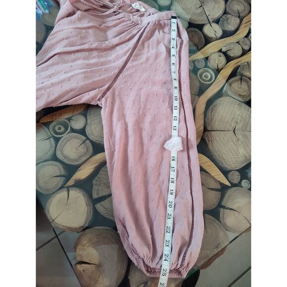 Perch by Blu Pepper Blouse Dusty Pink Swiss Dot Flouncy Flowy Long Sleeve 1XL - Picture 11 of 11